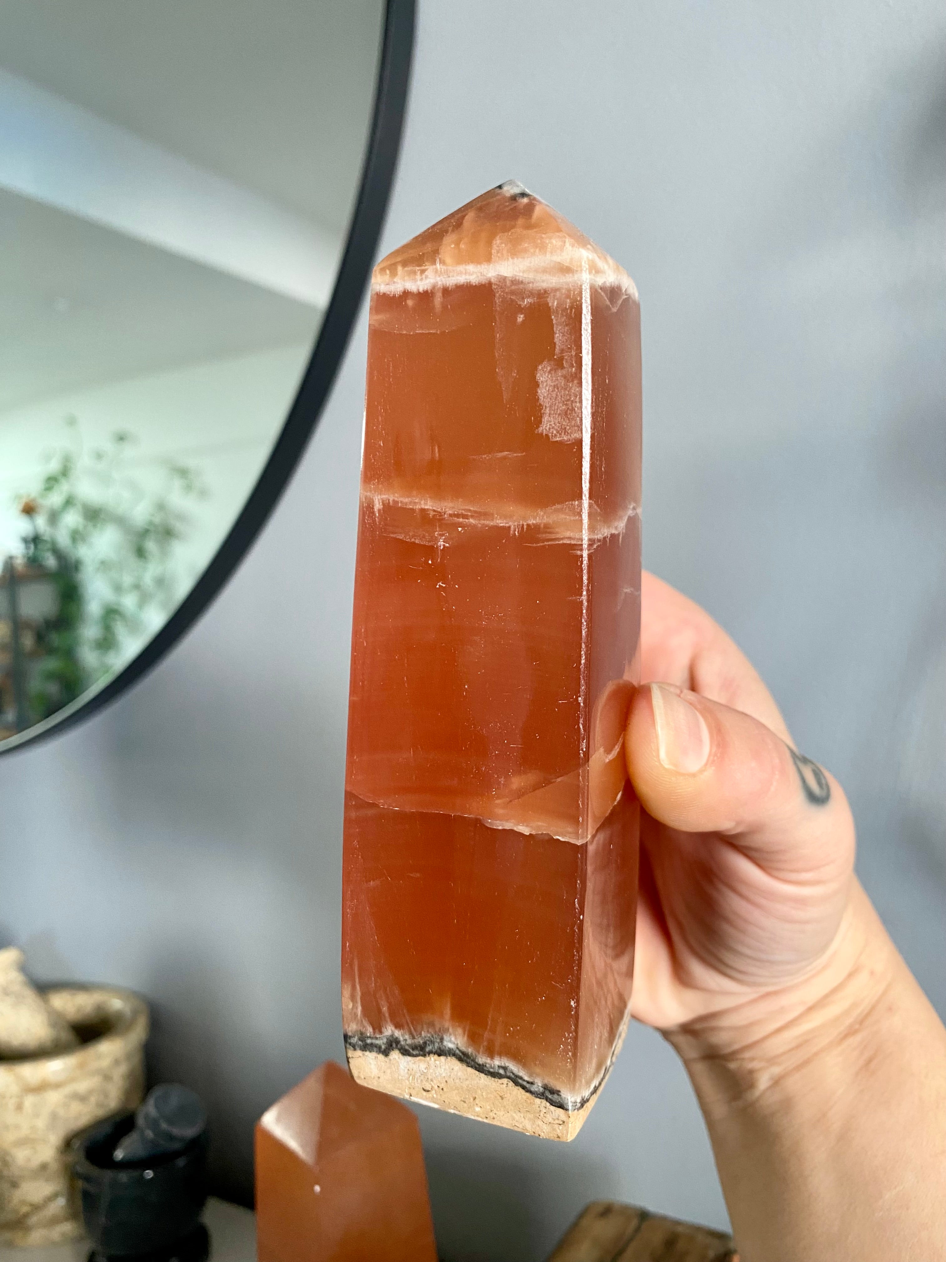 Amber Calcite Obelisk