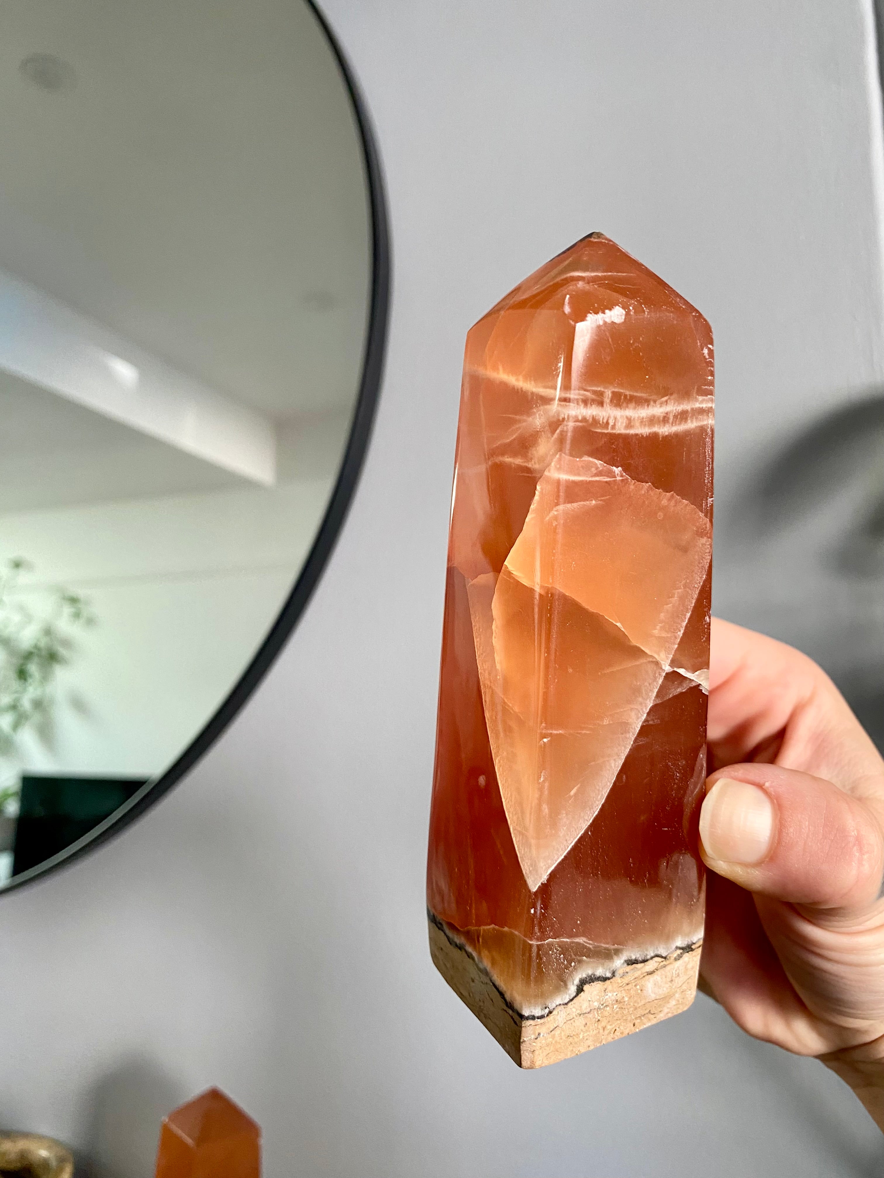 Amber Calcite Obelisk