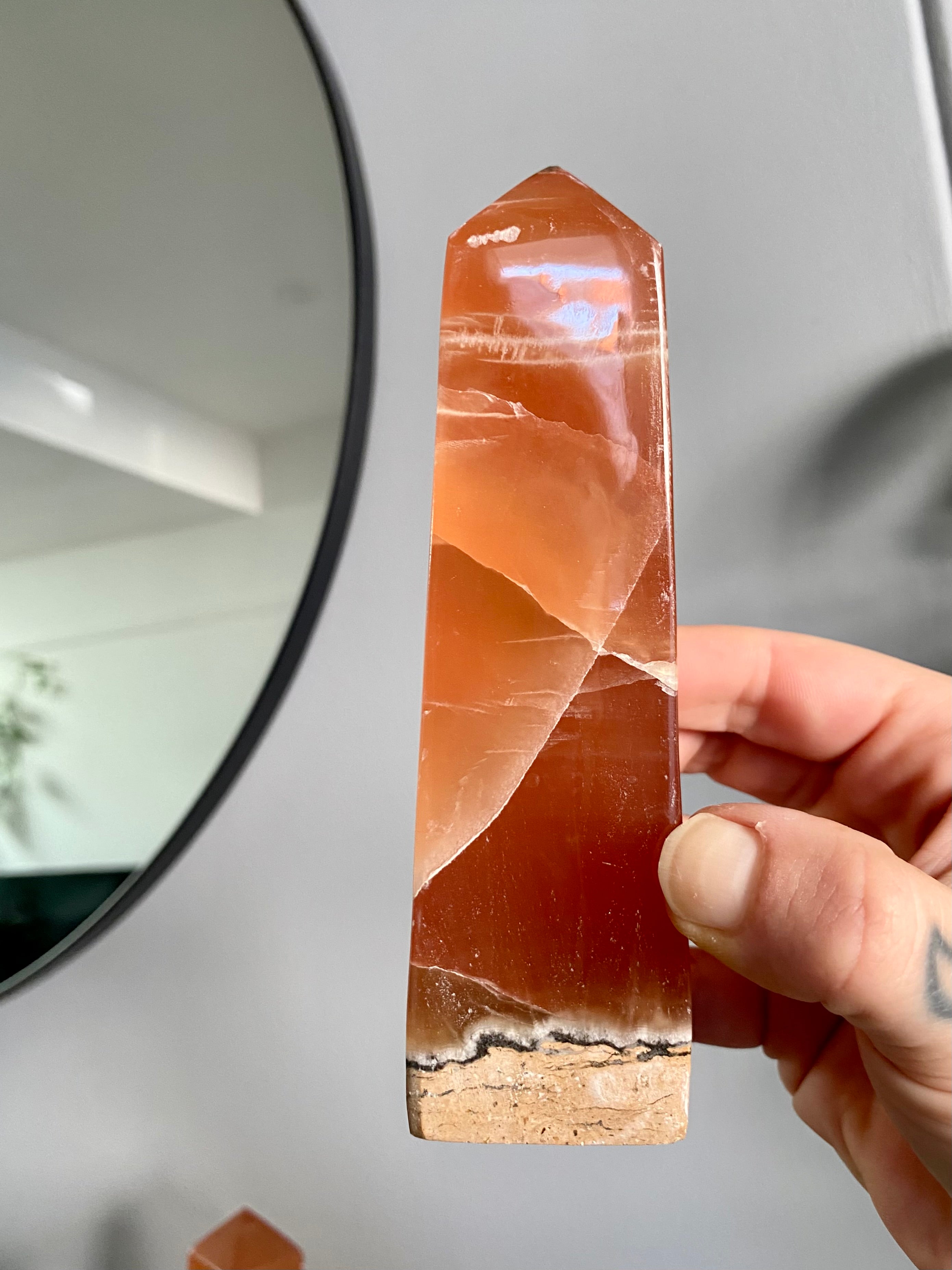 Amber Calcite Obelisk