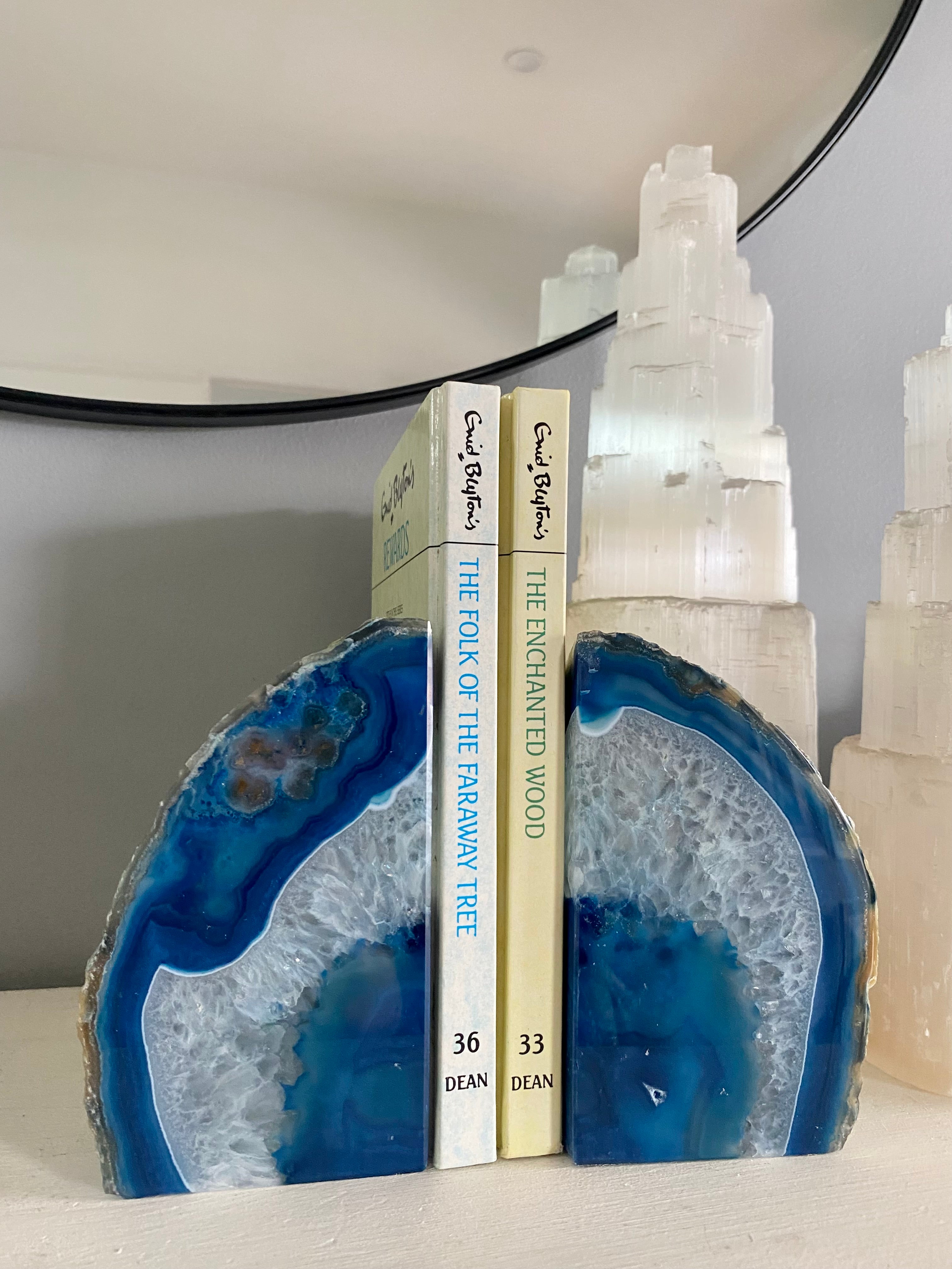 Blue Agate Bookends