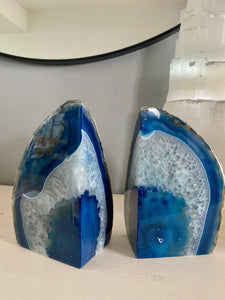 Blue Agate Bookends