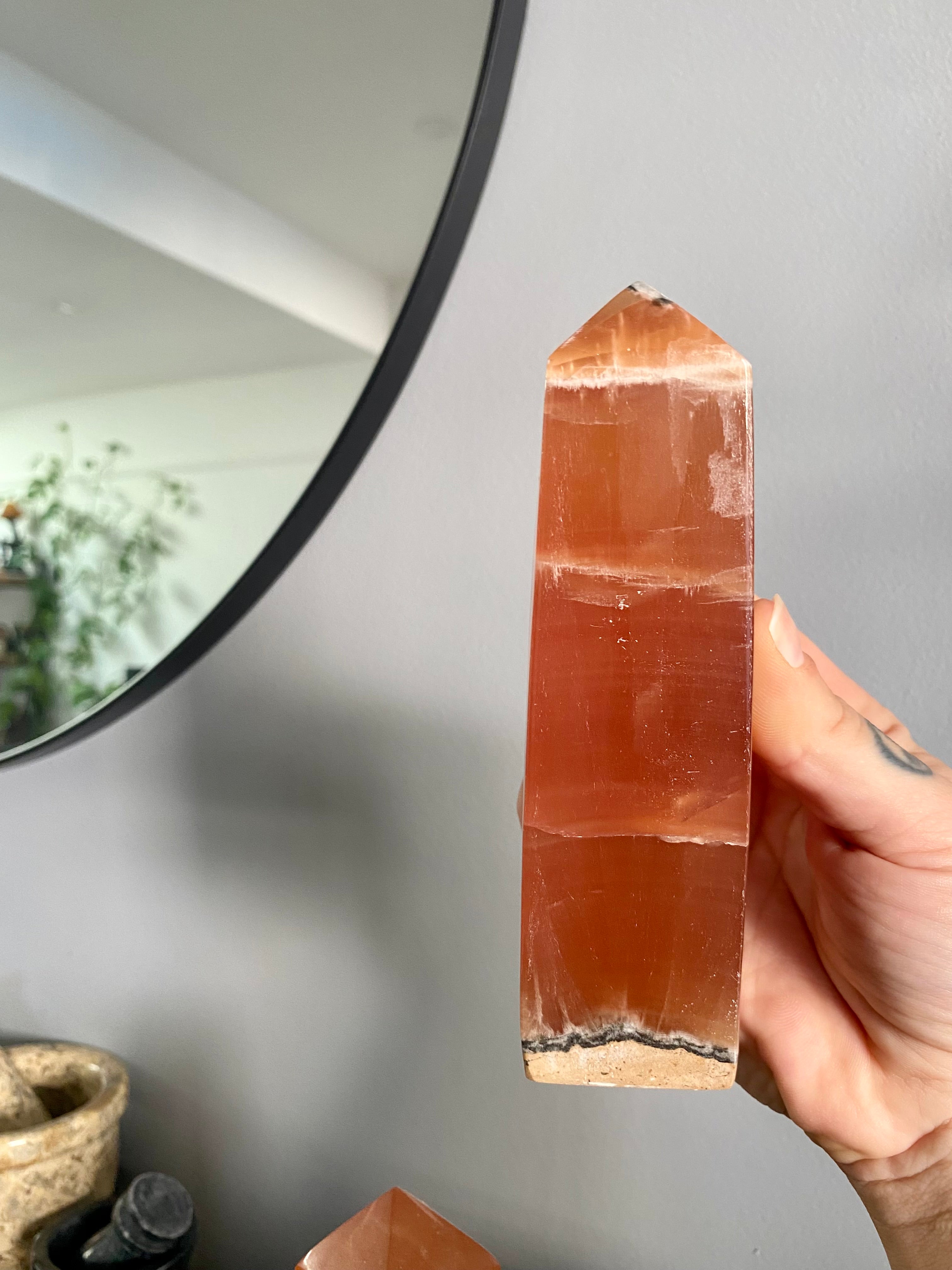 Amber Calcite Obelisk