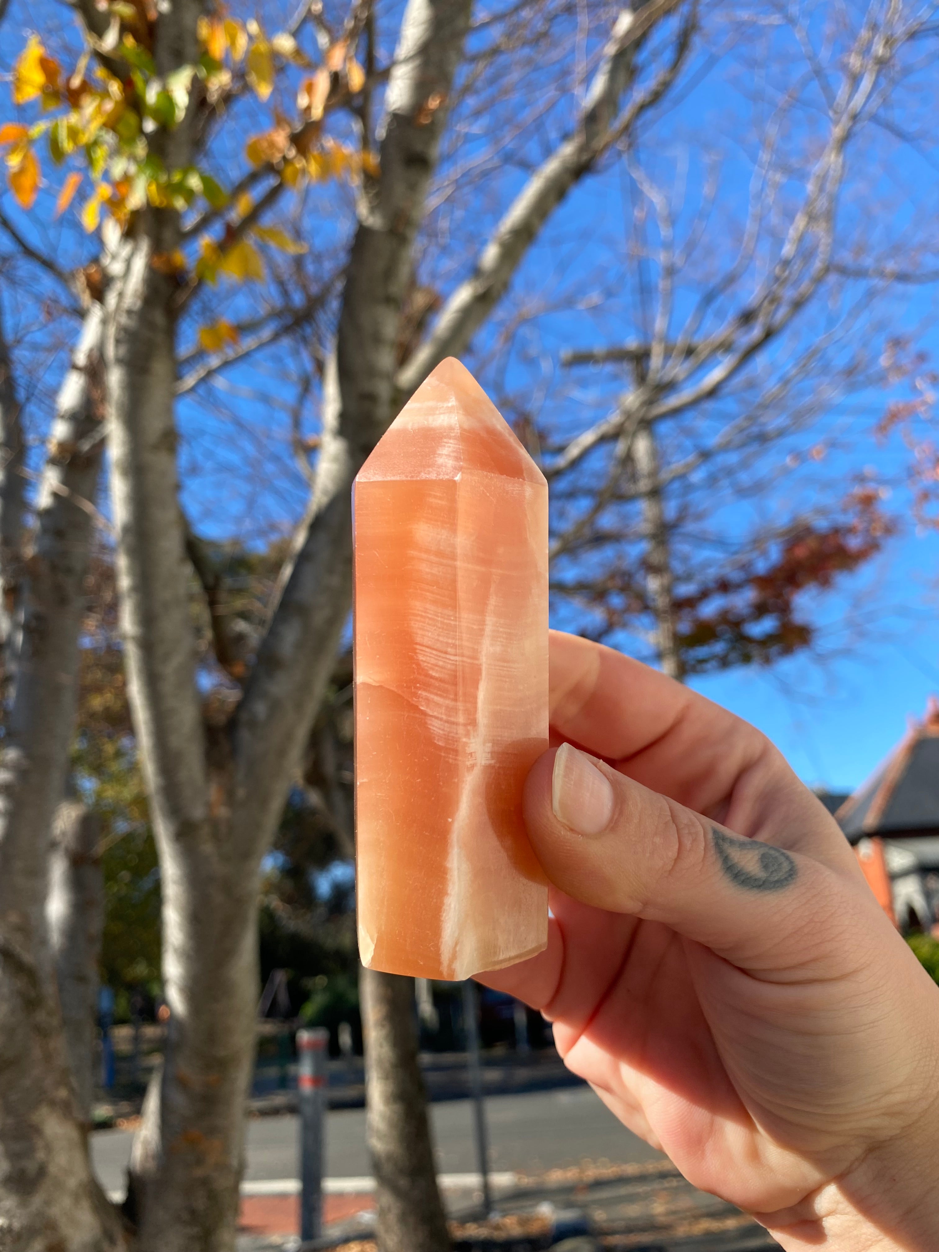 Amber Calcite Obelisk