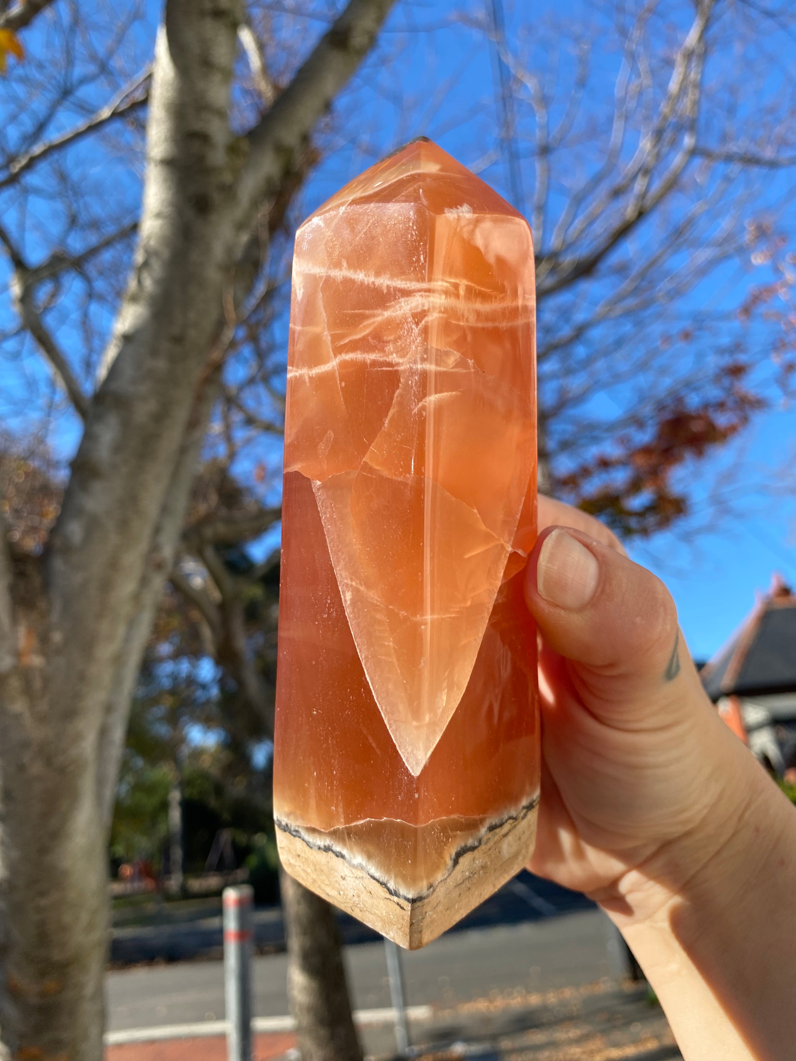 Amber Calcite Obelisk