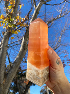 Amber Calcite Obelisk