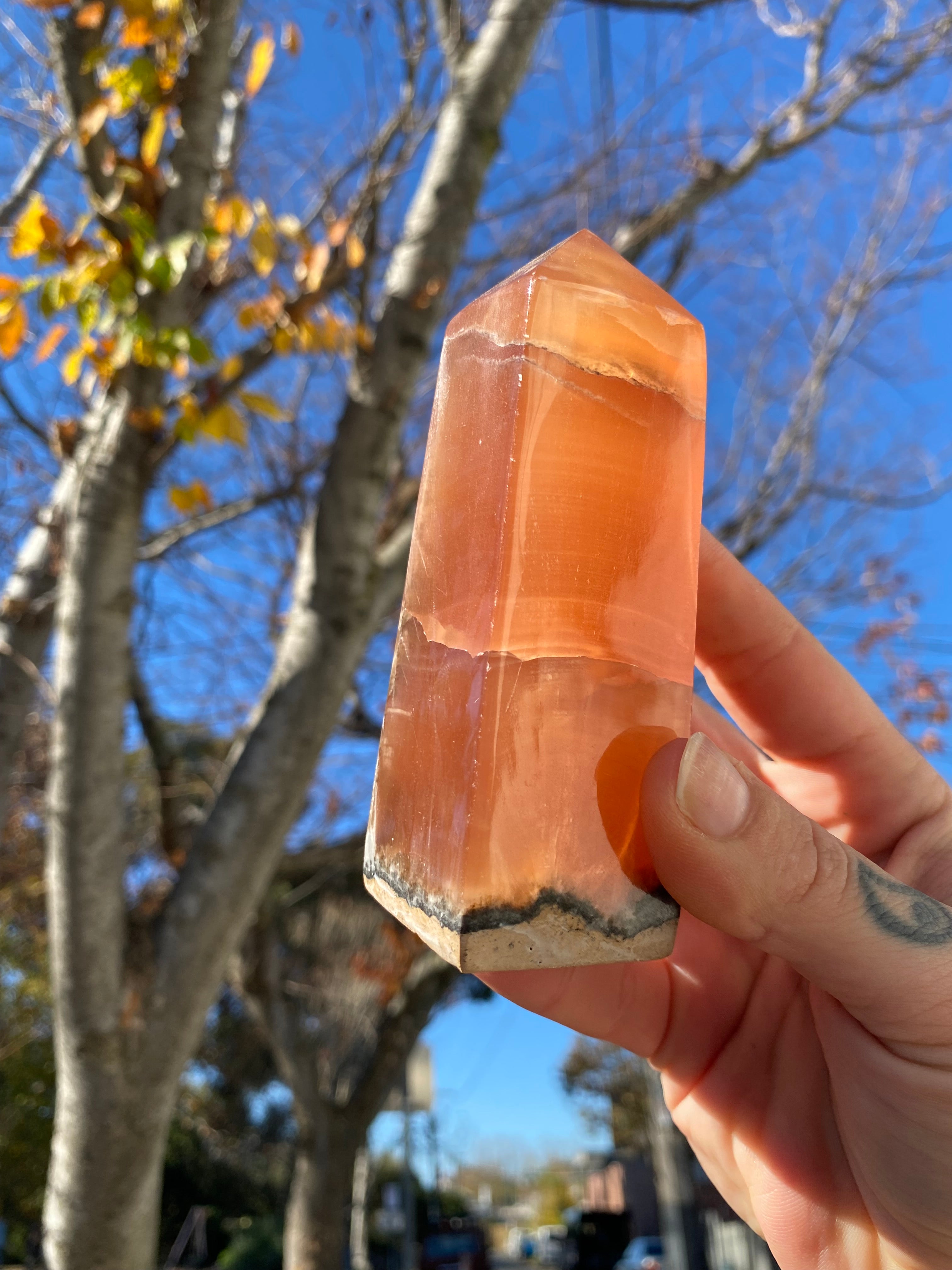 Amber Calcite Obelisk