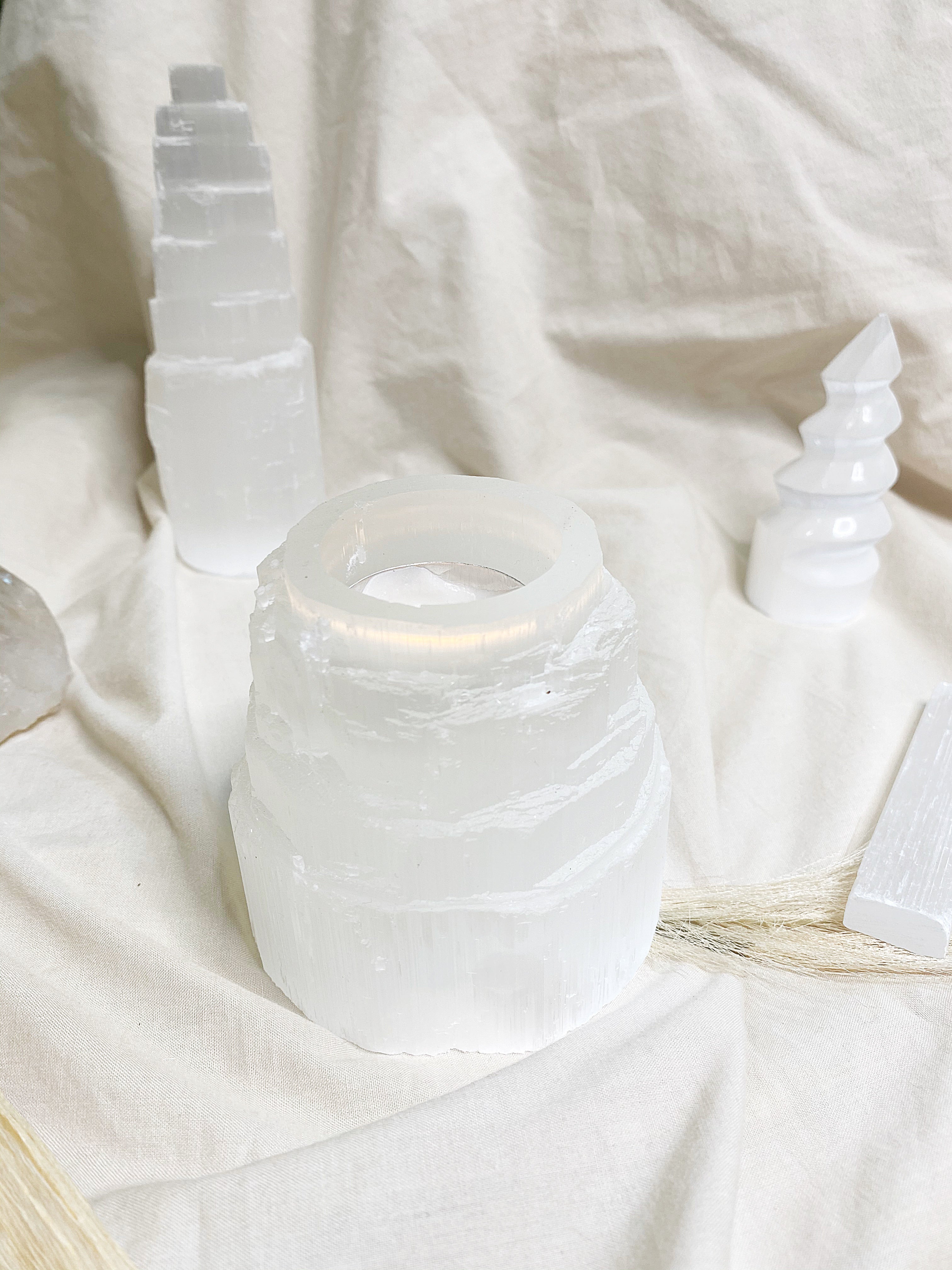 Selenite Candle Holder