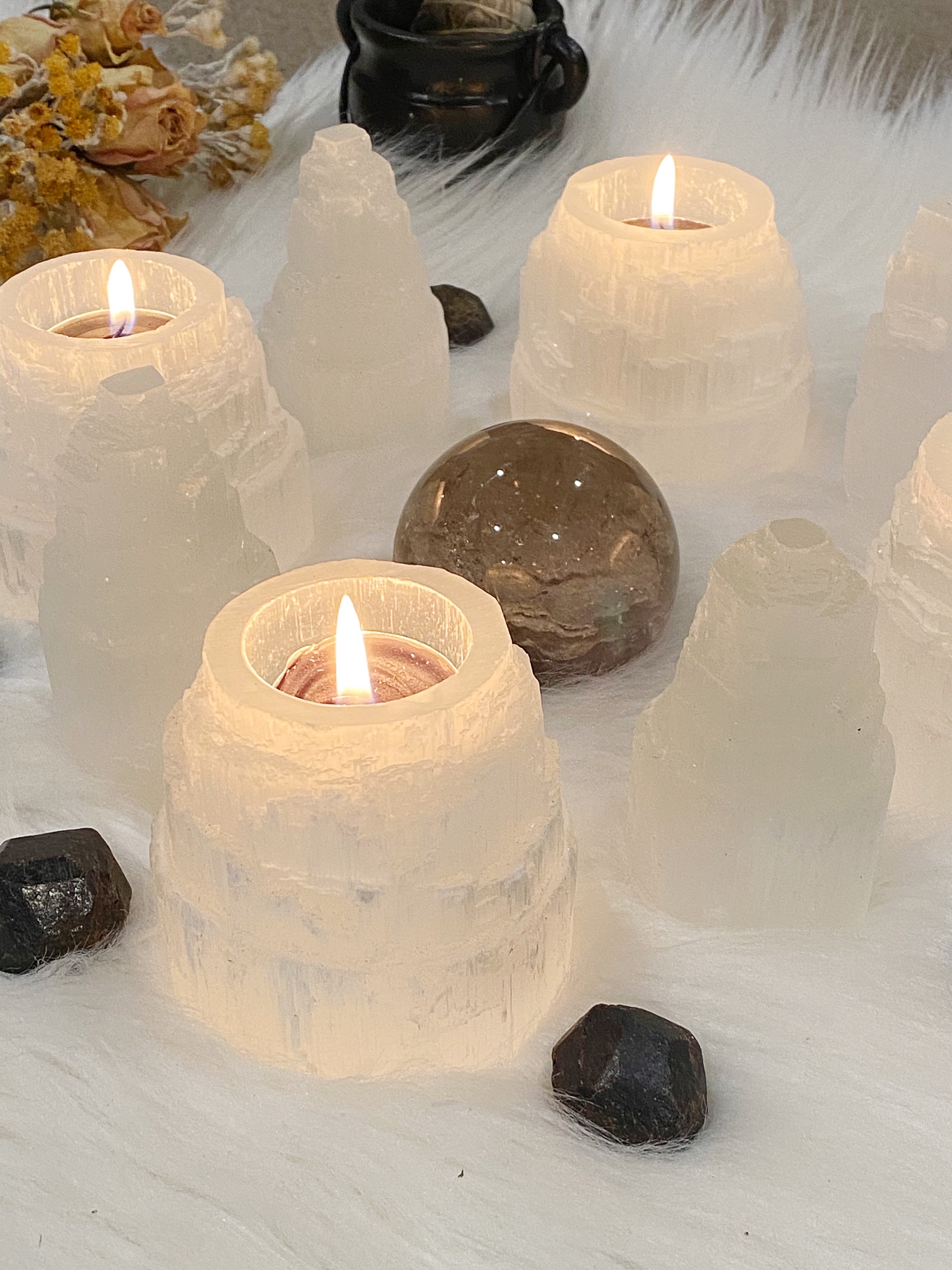 Selenite Candle Holder