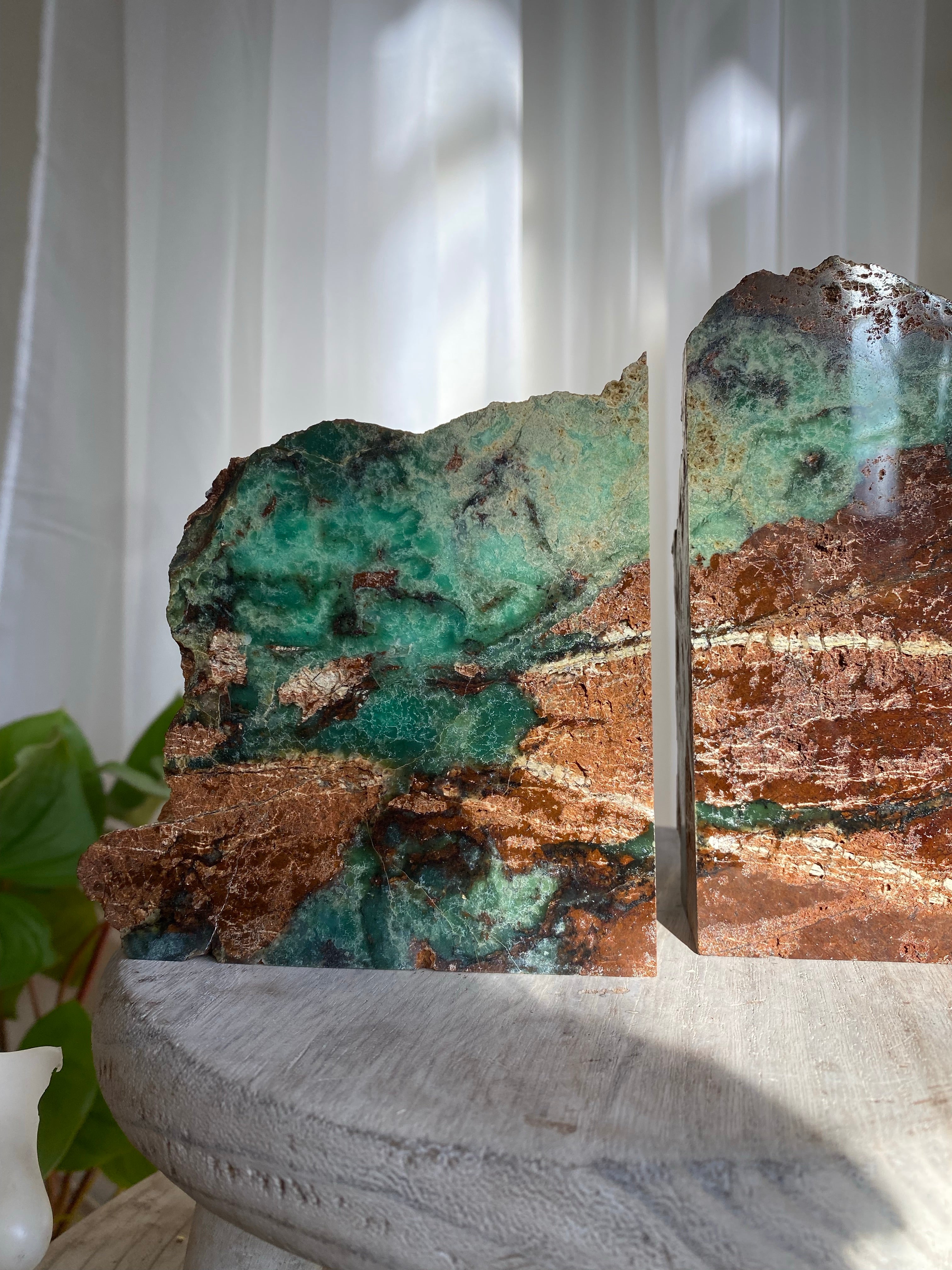 Chrysoprase Bookends