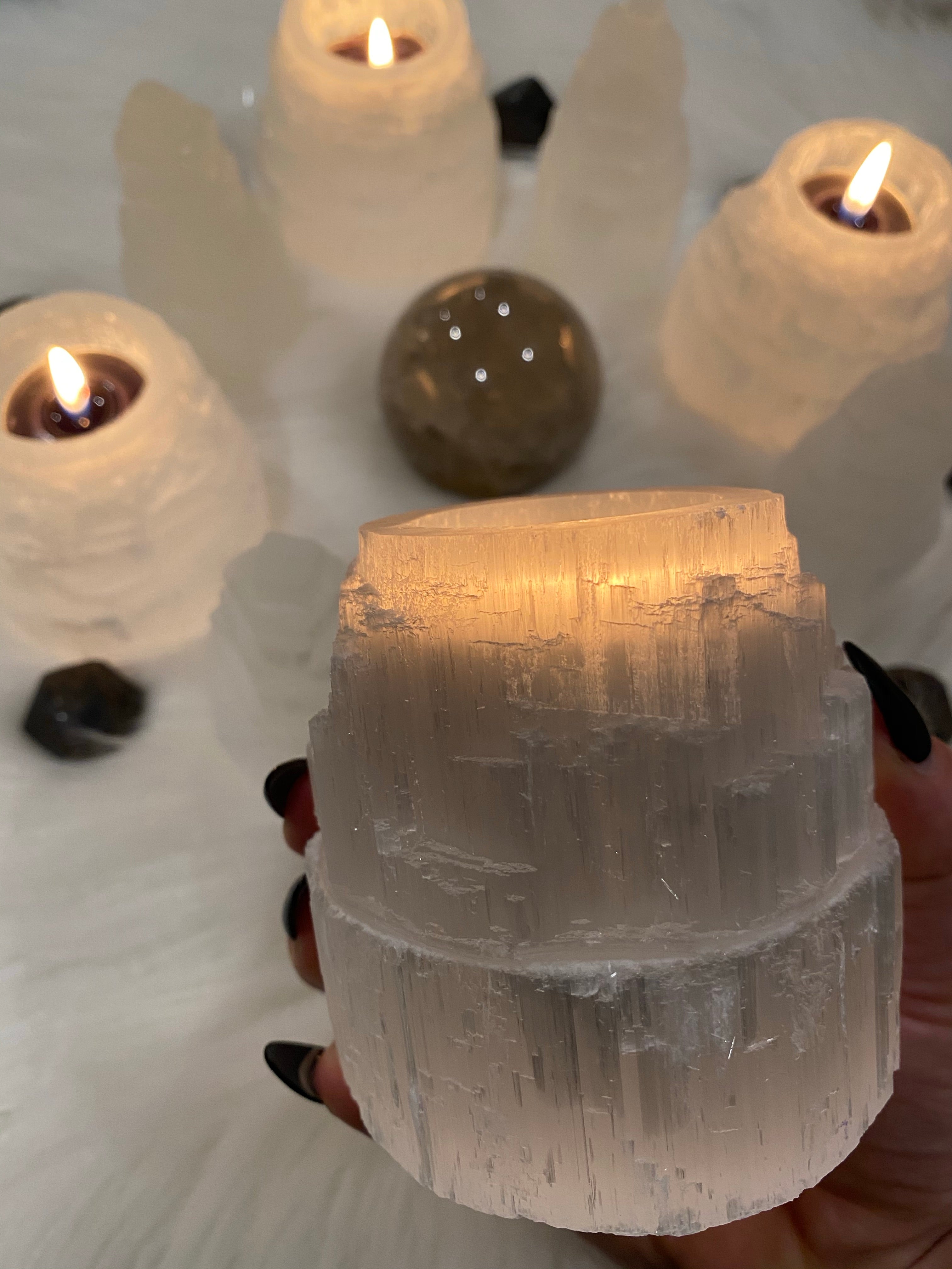 Selenite Candle Holder