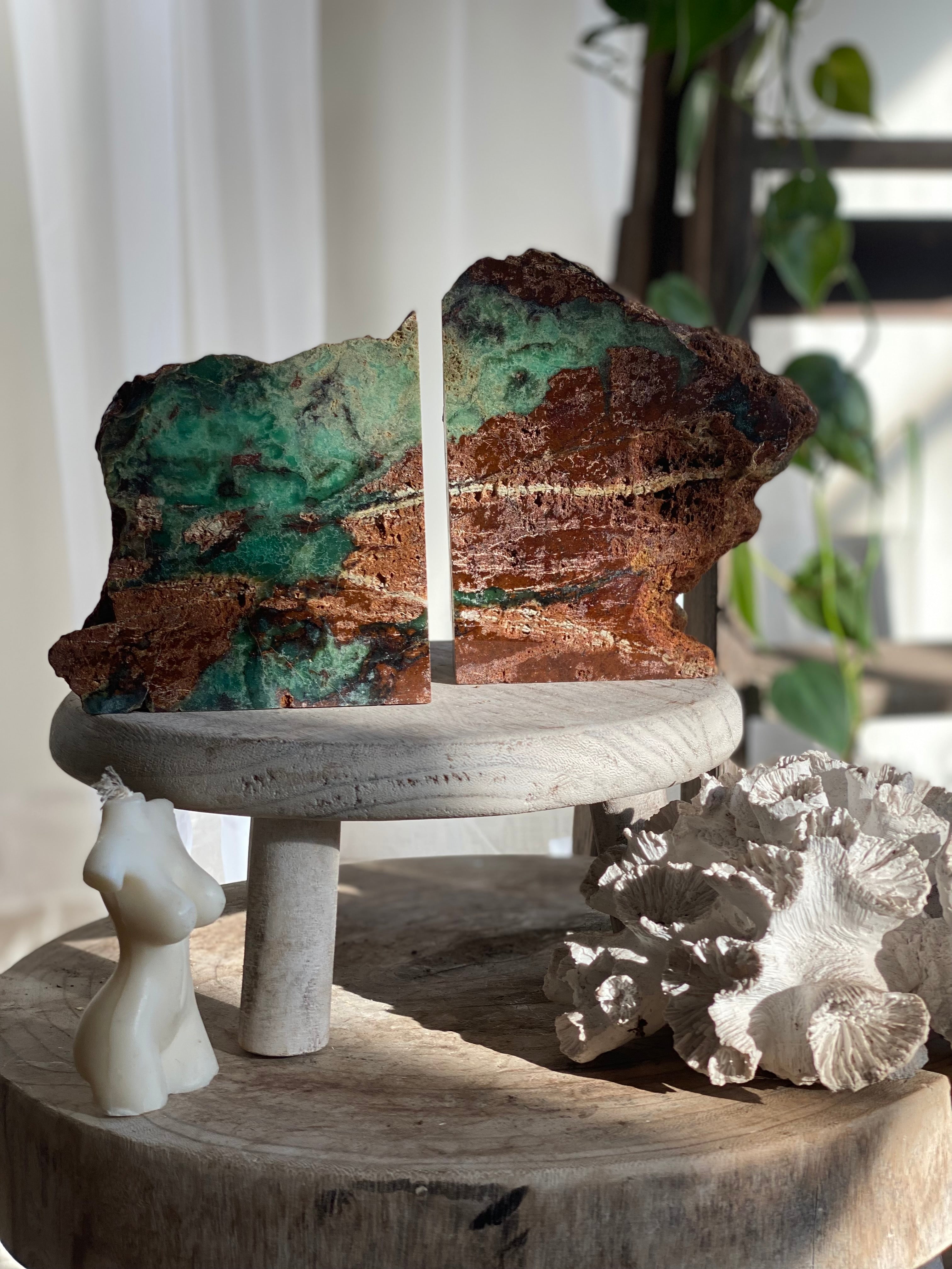 Chrysoprase Bookends